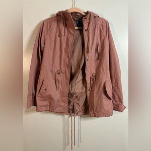 Pink Lightweight Utility Jacket with hoodie. USED.